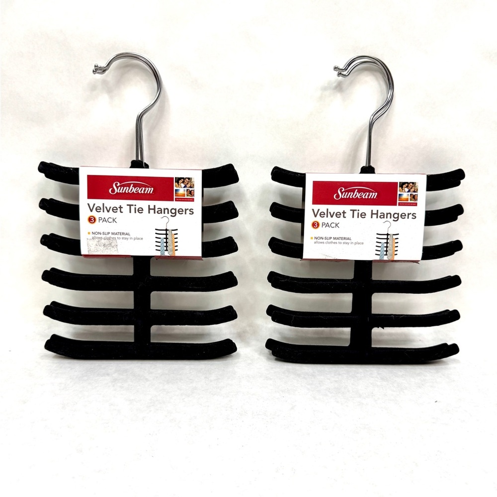 SUNBEAM Velvet Tie Hangers - Set of 6 - Black